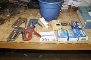 lot 261 image: Lot of (4) Hand Staplers (x4), Duo-Fast Wide Crown Staples (in 3 boxes), Misc. Staples