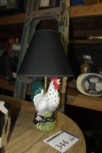 lot 344 image: Rooster Ceramic Table Lamp with Blade Shade