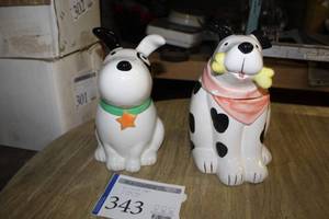 lot 343 image: Lot of (2) Puppy Dog Ceramic Cookie Jars with Lids