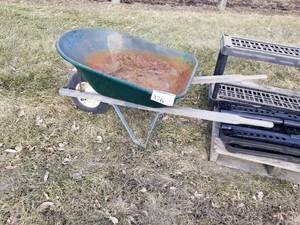 lot 376 image: Metal Wheelbarrow with Wood Handles