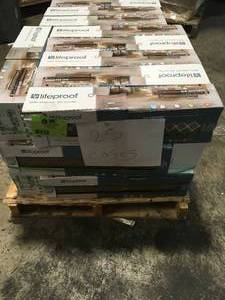 lot 21 image: Pallet with 25 cases Blonde wood  6 in. x 24 in. Porcelain Floor and Wall Tile (14.55 sq. ft.  case) not used