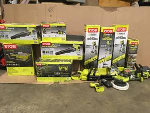 lot 40 image: Pallet with Ryobi outdoorindoor tools see pictures