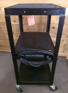 lot 8 image: Norwood Industrial 3 Tier Utility Cart Black Metal With Power Supply - Great Condition