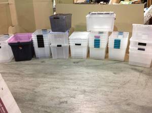 Pallet of Assorted Lot of plastic Bins SEE PICTURES Custmer Returns&nbsp