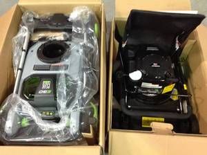 PALLET OF EGO SNOW BLOWER PLUS LAWN MOWER IN GOOD CONDITION CUSTOMER RETURNS SEE PICTURES