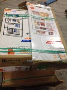 PALLET OF ASSORTED  STORAGE SHELVING ORIGINAL  CUSTOMER RETURNS SEE PICTURES
