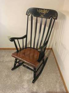 lot 43 image: Tell City Black Wooden Rocking Chair
