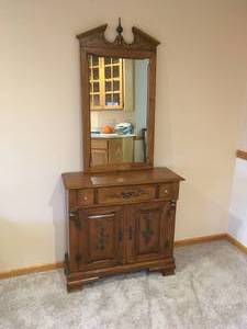 lot 49 image: Tell City Hall Table with Mirror