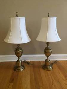 lot 78 image: Pair of Brass Lamps