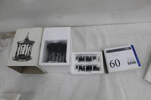 lot 60 image: Lot of (2) Department 56 Town Square Gazebo The Heritage Village Collection #5513-1, Village Wrought Iron Fence Enameled Metal