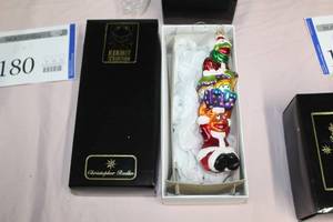 lot 180 image: Christopher Radko Collection Ornament Kermit, Fozzie Bear