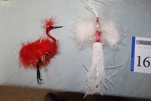 lot 163 image: Lot of (2) Christopher Radko Collection Ornaments - Red Bird, White Tassel