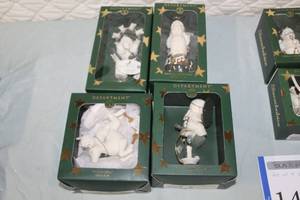 lot 148 image: Lot of (4) Department 56 Porcelain Snowbabies - Six Gifts For Giving, Seven Babies Singing, Five Caribou, Eight Candles Burning