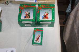 lot 202 image: Lot of (3) Russ Christmas Dcor An Old Fashioned Christmas Porcelain Collection - Santa With Teddy Bear, Santa With Girl, Santa With Boy