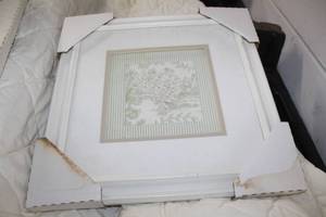 lot 248 image: Floral Double-Matted Wood Framed Wall Dcor