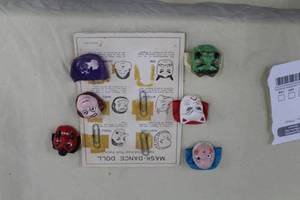 lot 223 image: Japanese Mask-Dance Doll Mask 6-Piece Set - Hyottoko, Tengu, Saru, Kitsune, Oni, Okama