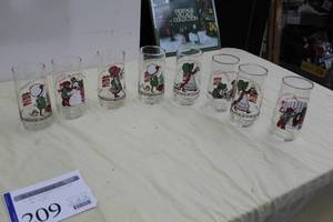 lot 209 image: Lot of (8) Coca-Cola Christmas Glasses