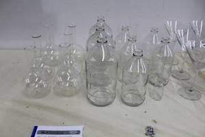 lot 221 image: Lot of (15) Clear Glassware - Bottles, Flasks