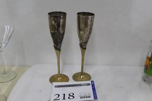 lot 218 image: Lot of (2) Metal Champagne Flutes 9