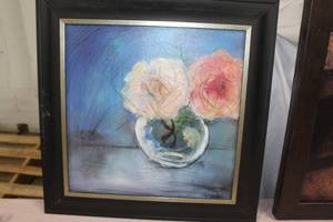 lot 243 image: Flowers by Mark A. Lorn Wood Framed Art