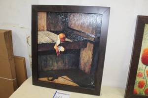 lot 245 image: Half-Peeled Orange Wood Framed Oil Painting