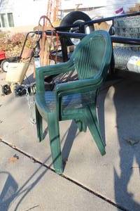 lot 111 image: Lot of (2) Plastic Patio Chairs