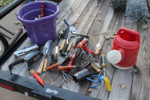 lot 99 image: Hand Claws, Hand Shovels, Bulb Planters, Gardening Tools, Watering Can