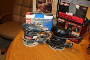 lot 169 image: Lot of (2) Ryobi Random Orbit Sander 5, Craftsman Palm Grip Random Orbit Sander 5