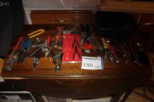 lot 180 image: Pipe Wrench, Wrenches, Pliers, Snippers, Misc. Hand Tools