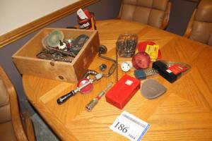 lot 186 image: Boring Bits, Hand Auger, Hand Drills, Hole Saw Bits, Sanding Pads, Misc. Hand Tools