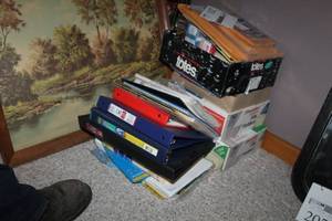lot 201 image: Binders, File Folders, Staples, Paper Clips, Envelopes, Tape Dispenser, Misc. Office Supplies