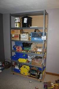 lot 156 image: Metal Shelving Rack 6-tier on Wood Dolly