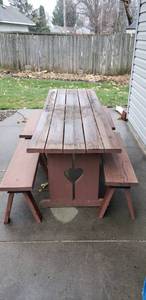 lot 249 image: Wood Picnic Table with 4-Benches