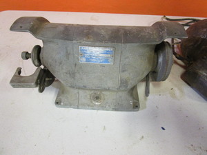 lot 100 image: Bench Grinder, Wire Wheel, Air Compressor Head