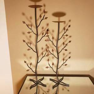 Contemporary Steel Rode Candle Holder Set