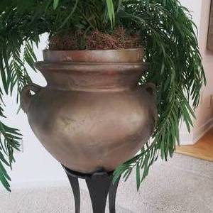 Potted Silk Fern in Jar Planter