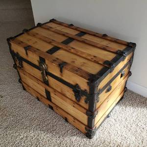 Antique Oak Trunk on Casters