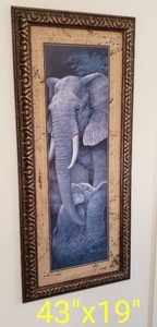 Mother Elephant and Baby Signed Print by Ruane Manning