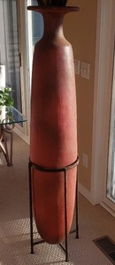 Towering Red Ceramic Vase