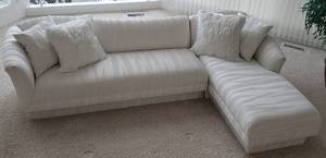 Crisp and Modern White on White Zebra Striped Sectional