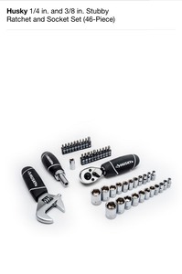 lot 25 image: 2 HUSKY 14 IN. AND 38 IN. STUBBY RATCHET AND SOCKET SET (46PIECE)  SEE PICS