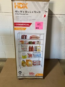 lot 31 image: HDX CHROME 6-TIER HEAVY DUTY METAL WIRE SHELVING UNIT  SEE PICS