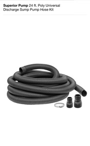 lot 42 image: SUPERIOR PUMP 24 FT. POLY UNIVERSAL DISCHARGE SUMP PUMP HOSE KIT NOT USED SEE PICS