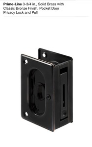 lot 59 image: 3 CASES WITH PRIME-LINE 3-34 IN. SOLID BRASS POCKET DOOR PRIVACY LOCK AND PULL SEE PICS