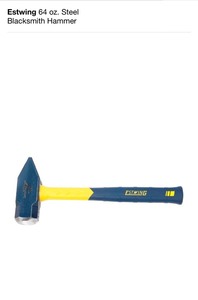 lot 62 image: ESTWING 64 OZ. STEEL BLACKSMITH HAMMER & STANLEY 15 IN. FUNCTIONAL UTILITY BAR SEE PICS