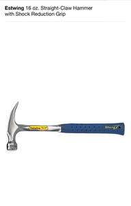 lot 72 image: SET OF ESTWING HAMMERS 16 OZ STRAIGHT-CLAW HAMMER WITH SHOCK REDUCTION GRIP AND 22 OZ MILLED-FACE FRAMING HAMMER SEE PICS