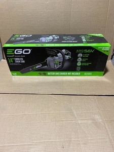 lot 74 image: EGO 14 in. 56V Lithium-Ion Cordless Electric Chainsaw (TOOL-ONLY) NOT USED SEE PICS