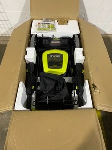lot 82 image: RYOBI Exclusive 21 in. 40-Volt Brushless Lithium-Ion Cordless SMART TREK Self-Propelled Walk Behind Mower with 6.0Ah Battery and Charger SEE PICS