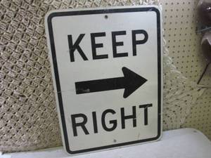 lot 186 image: Keep Right Retired Metal Street Sig...