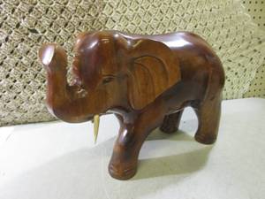 lot 220 image: Wood Hand Carved Elephant from Indo...